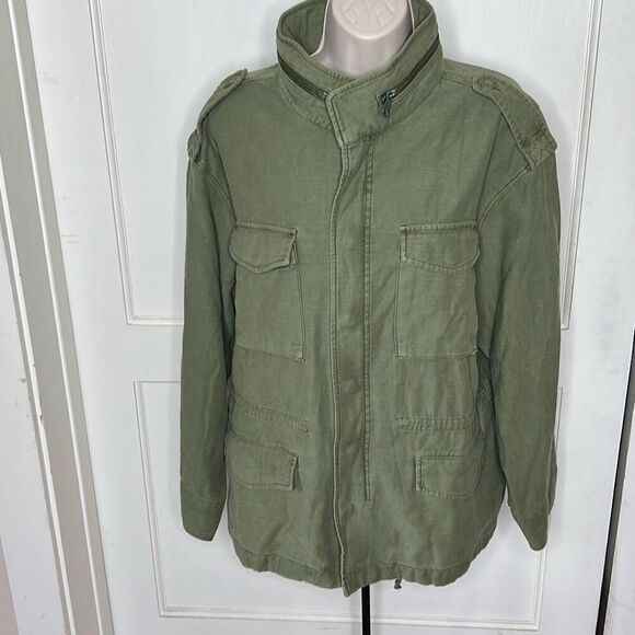 Lucky Brand 4 Pocket Military Jacket Olive Green Large - Picture 2 of 8